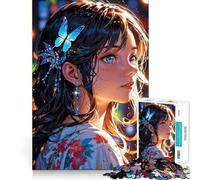 Ragazza anime con fermaglio per capelli a forma di farfalla,puzzle da 1000 pezzi per adulti,gioco di sfida mentale,taglio preciso,allineamento perfetto,divertimento per tutta,attività serale