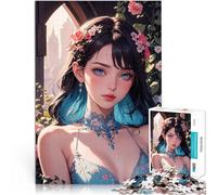Ragazza anime con fiori puzzle 1000 pezzi per adulti Aiuta il cervello ad allenare i giocattoli che creano dipendenza per coltivare la pazienza Regalo di opere d'arte 38x26cm