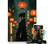 Ragazza anime in una strada giapponese sotto la pioggia - Puzzle da 1000 pezzi per adulti - Gioco di logica - Taglio di precisione - Bordi lisci - Regalo perfetto per riunioni di famiglia (50x75cm)