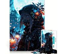 Ragazza anime nella foresta,puzzle da 1000 pezzi per adulti,sfida mentale,taglio preciso,allineamento perfetto,divertimento per tutta la famiglia,attività serale (38x52cm)
