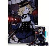 Ragazza anime sorridente in stazione ferroviaria Puzzle da 1000 pezzi per adolescenti Gioco di esercizi mentali Rilassamento mentale Design Assemblaggio Lista dei desideri di Babbo Natale 38x26cm
