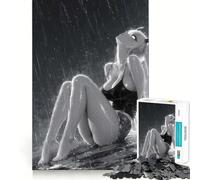 Ragazza anime sotto la pioggia,puzzle in bianco e nero da 1000 pezzi per adolescenti,divertente da giocare,ad incastro perfetto,senza spazi vuoti,attività per tutta la famiglia (50x75cm)