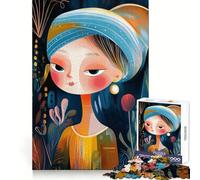 Ragazza astratta ingenua con una perla Puzzle da 1000 pezzi in stile arte moderna per adolescenti, gioco di intelletto, momento di condivisione, taglio di qualità, regalo memorabile (38x52cm)