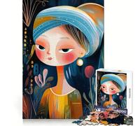 Ragazza astratta ingenua con una perla Puzzle da 1000 pezzi in stile arte moderna per adulti e ragazzi Gioco di logica Divertimento rilassante Bordi netti Regalo memorabile (50x75cm)