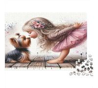 Ragazza bacio cane dolce Rompicapo 1000 Pezzi In puzzle in Cartone Premium,Un Puzzles Per Giochi Di Puzzle Per Lo Sviluppo Cognitivo,Passatempo Per Anziani,Il Puzzle Più Venduto 70x50cm/1000