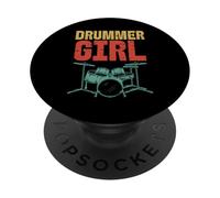Ragazza batterista che gioca la batteria PopSockets PopGrip Adesivo