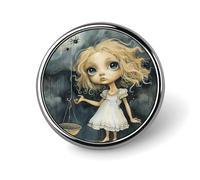 Ragazza bionda con grandi occhi distintivo rotondo carino spilla cappelli giacche decorazione personalizzata spilla abbigliamento gioielli accessori per festa di nozze regalo