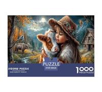 Ragazza& Calf Puzzle Impossibili 1000 Pezzi Campagna autunnale Stream Decorazione Per La Casa. Giochi Rilassamento E Intelligence Per Adulti E Ragazzi Da 14 Anni 38x26cm/1000pcs
