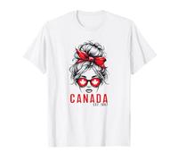 Ragazza canadese capelli disordinati patriottica felice Canada Donne Bambini Maglietta