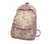 Ragazza Carina Giapponese Piccolo Self Made Cinque Pointed Star Zaino Omnibus Studente College Studente Zainetto Femminile Scuola Superiore Zaino Bambino Ragazzo Isolato, Rosso, Etichettalia unica