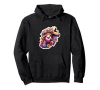 Ragazza che abbraccia Christian Cross Cottagecore Floral Anime Felpa con Cappuccio