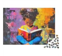 Ragazza che Legge Puzzle 1000 Pezzi Gioco di Puzzle 1000 Pezzi Carta per Adulti Arte Astratta Colorata Relax Decorazione Regalo 70x50cm/1000pcs