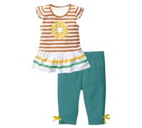 Ragazza Completo Set 2 Pezzi Elegante Estiva Camicia Bambine e Ragazze Casual TShirt Manica Corta e Pantaloni 3/4 Sport Camicetta Leggero Tops Girocollo Maglietta Solido