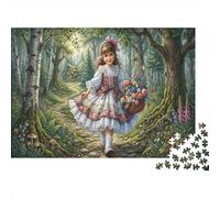 Ragazza con cesto di fioriPuzzle Classico 1000 Pezzi Cartone Riciclato Foresta delle favole Anziani Allenamento Cognitivo, Attività Indoor, Regalo Natale 52x38cm/1000pcs