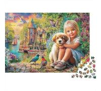 Ragazza con Cucciolo 1000 Pezzo Rompicapo per Adulti Puppy & Baby | Regali Retro | Happily Rompicapi Sfida Bella Decorazione Puzzle Colorato 100% Recvcled Cartone70x50cm/1000pz