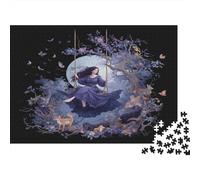 Ragazza con i capelli lunghi seduta sull'altalena Puzzle 1000Pcs Decorazione Per La Casa. Rilassamento E Intelligence Per Adulti E Bambini Da 14 Anni 1000pcs (75x50cm)