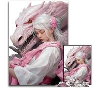 Ragazza con il suo drago 14 puzzle 1000 pezzi per adulti Puzzle per adulti Gioco rompicapo Gioco interattivo per famiglie Adatto a bambini dai 14 anni 1000 pezzi (38x26 cm)