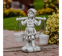 Ragazza con semaforo floreale statua in pietra 55 cm 19 kg grigio cemento bia...