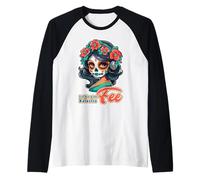 Ragazza con Teschio di Zucchero Tradizionale - Disastro Fee Maglia con Maniche Raglan