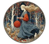 Ragazza corre nella foresta con Una palla di spago rossa,Puzzle Per Adulti 1000pcs (67.5x67.5cm),Giochi Di Sfida