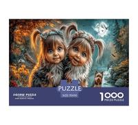 Ragazza-cuccioloGemelle Jigsaw Puzzle Impossibili 1000 Pezzi Foresta illuminata dalla lunaa Decorazione Per La Casa. Rilassamento E Intelligence Per Adulti E Ragazzi Da 14 Anni 70x50cm/1000pcs