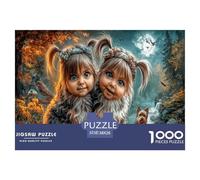 Ragazza-cuccioloGemelle Puzzle Impossibili 1000Pcs Foresta illuminata dalla lunaa Decorazione Per La Casa. Giochi Rilassamento E Intelligence Per Adulti E Ragazzi Da 14 Anni 38x26cm/1000pcs