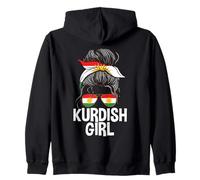 Ragazza Curda Capelli Disordinati Panino Orgoglioso Kurdistan Donna Felpa con Cappuccio