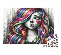 Ragazza dai capelli arcobaleno Puzzle 1000 Pezzi Carta riciclata per adulti Puzzle per adulti Gioco educativo con sfida Ottima idea regalo per la decompressione 52x38cm/1000pcs