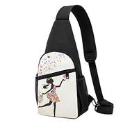 Ragazza Danza Farfalla Casual Una Spalla Cross Body Borsa Petto Portafoglio Borsa Telefono Uomo Cross Body Bag Viaggio Walking Marsupio, Nero , Taglia unica