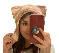 Ragazza Del Fumetto Gattino Orecchio A Righe Cappello In Maglia Y2K Partito Puntelli Foto Hot Girl Carino Slouchy Lavoro A Maglia Crochet Cappelli
