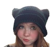 Ragazza Del Fumetto Gattino Orecchio A Righe Cappello In Maglia Y2K Partito Puntelli Foto Hot Girl Carino Slouchy Lavoro A Maglia Crochet Cappelli