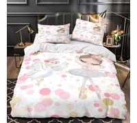 Ragazza di balletto Set Di Copripiumino Set di 3 Pezzi stampa di 3D con federe per cuscini cerniera nascosta Illustrazione ad acquerello copripiumino for bambini e adolescenti Single（135x200cm）