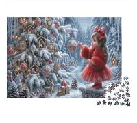 Ragazza di NatalePuzzle 1000 Pezzi Cartone Spesso Tempo Libero Albero Nevato Miglioramento Memoria Anziani, Legame Familiare, Regalo Natale 52x38cm/1000pcs