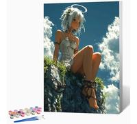 Ragazza Dipingere Con I Numeri Adulti Angelo Quadri Da Dipingere Numerati, Hobby Creativi Adulti Principianti DIY Paint By Numbers Kits Con Vernici E Pennelli 50 x 65 cm Senza Cornice -LKF0760S