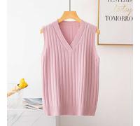 Ragazza Donna Maglia a Strisce Gilet Serbatoio Scollo V Giapponese Stile Preppy