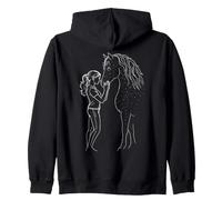 Ragazza e Cavallo Silhouette Stellata Amore equestre Felpa con Cappuccio