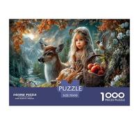 Ragazza e cerbiatto Jigsaw Puzzle Impossible 1000 Pezzi Torrente di montagna autunnale Decorazione Per La Casa. Giochi Rilassamento E Intelligence Per Adulti E Bambini Da 12 Anni 70x50cm/1000pcs