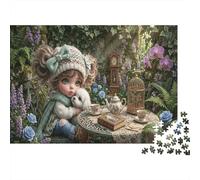 Ragazza e cuccioloPuzzle Classico 1000 Pezzi Cartone Riciclato Vintage giardino inglese Attività Indoor Per Coppie Famiglia, Divertimento Giorni Pioggia, 38x26cm/1000pcs