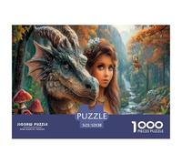 Ragazza e drago Jigsaw Puzzle Impossibili 1000 Pezzi Autunno foresta Stream Decorazione Per La Casa. Giochi Rilassamento E Intelligence Per Adulti E Ragazzi Da 14 Anni 52x38cm/1000pcs