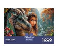 Ragazza e drago Jigsaw Puzzle Impossibili 1000Pcs Autunno foresta Stream Decorazione Per La Casa. Giochi Rilassamento E Intelligence Per Adulti E Ragazzi Da 14 Anni 70x50cm/1000pcs