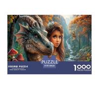 Ragazza e drago Jigsaw Puzzle Impossible 1000 Pezzi Autunno foresta Stream Decorazione Per La Casa. Giochi Rilassamento E Intelligence Per Adulti E Bambini Da 12 Anni 38x26cm/1000pcs