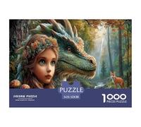 Ragazza e drago Puzzle Impossibili 1000Pcs Autunno foresta Stream Decorazione Per La Casa. Rilassamento E Intelligence Per Adulti E Bambini Da 12 Anni 52x38cm/1000pcs