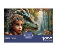 Ragazza e drago Puzzle Impossible 1000Pcs Autunno foresta Stream Decorazione Per La Casa. Rilassamento E Intelligence Per Adulti E Bambini Da 12 Anni 38x26cm/1000pcs