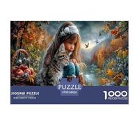Ragazza e gattino Puzzle Impossibili 1000 Pezzi Foresta con torrente autunnale Decorazione Per La Casa. Rilassamento E Intelligence Per Adulti E Ragazzi Da 14 Anni 38x26cm/1000pcs