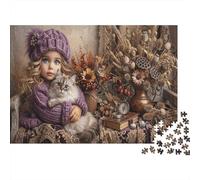 Ragazza e Ragdoll GattoPuzzle 1000 Pezzi Cartone Spesso Anziani Vintage Autunno Allenamento Cognitivo Miglioramento Memoria, Tempo Libero, Regalo Amatori 70x50cm/1000pcs