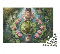 Ragazza E Rana GigantePuzzle Premium 1000 Pezzi Cartone Qualità Superiore stagno Lily Pad Antistress Adulti, Intrattenimento Familiare, Regalo Natale Compleanno 52x38cm/1000pcs