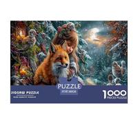Ragazza e volpe Jigsaw Puzzle Impossibili 1000Pcs Winter-Foresta autunnale Decorazione Per La Casa. Giochi Rilassamento E Intelligence Per Adulti E Ragazzi Da 14 Anni 38x26cm/1000pcs