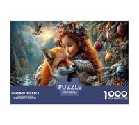Ragazza e volpe Jigsaw Puzzle Impossibili 1000Pcs Winter-Foresta autunnale Decorazione Per La Casa. Rilassamento E Intelligence Per Adulti E Ragazzi Da 14 Anni 38x26cm/1000pcs