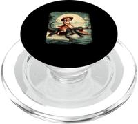 Ragazza Equitazione Alligatore Strano Florida Coccodrillo Meme Retro PopSockets PopGrip per MagSafe