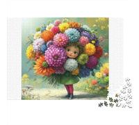 Ragazza fiore illustraz. Puzzle 1000 Pezzi In Resistente E Durevole, Un Busta Di Puzzle A Rompicapo Per Enigma Per Il Relax Mentale, Ideale Per Vacanza Relax, Puzzle 52x38cm/1000pcs